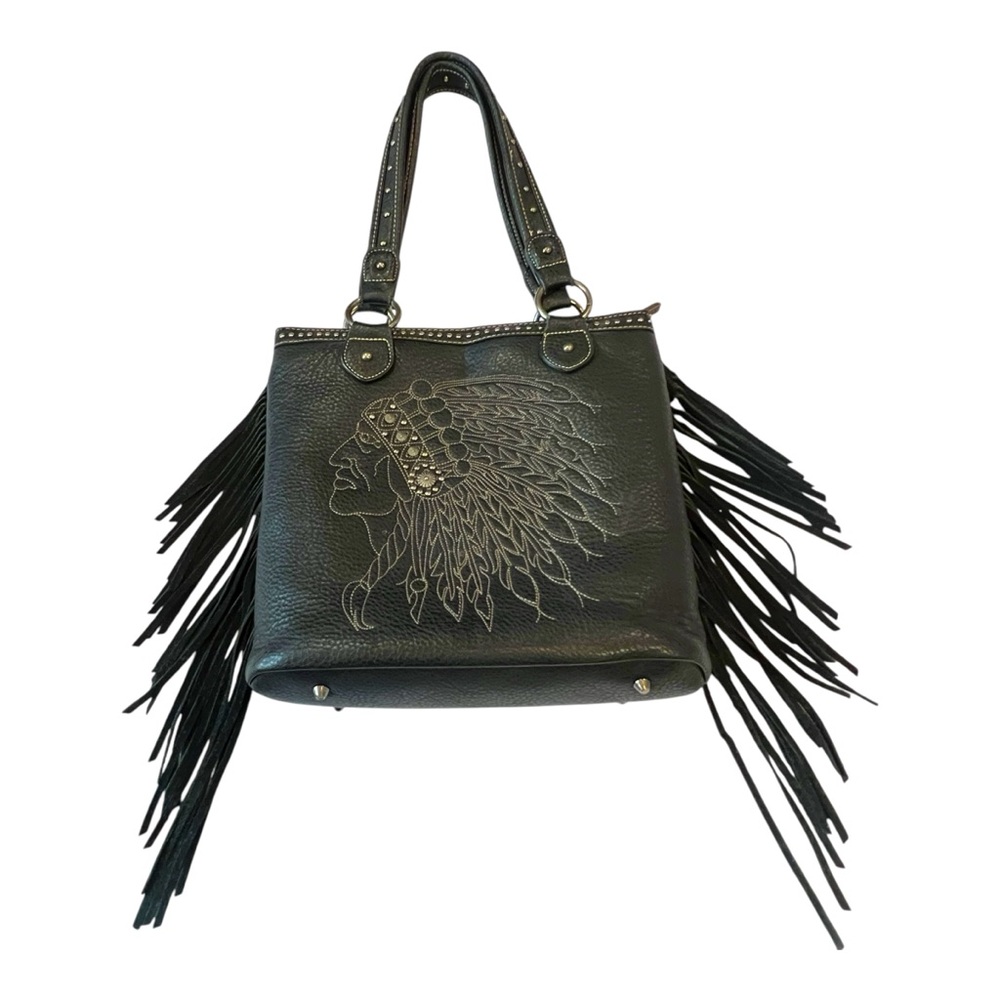 Montana West Indian Chief Leather Fringe Concealed Carry Shoulder Bag Purse